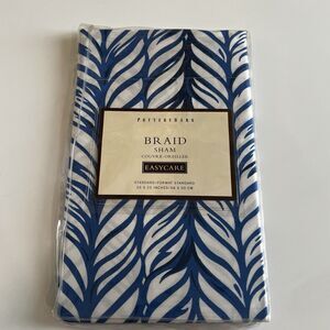 Pottery Barn Blue White Chevron Braided Rope Feather One Standard Sham
